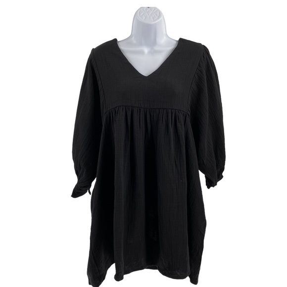 Pomander Place NEW Black Gauze Millie Swing Casual Relaxed Fit Mini Dress Size M - Picture 3 of 11
